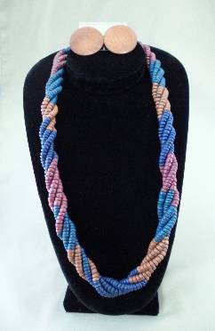 Twisted wooden bead Necklace