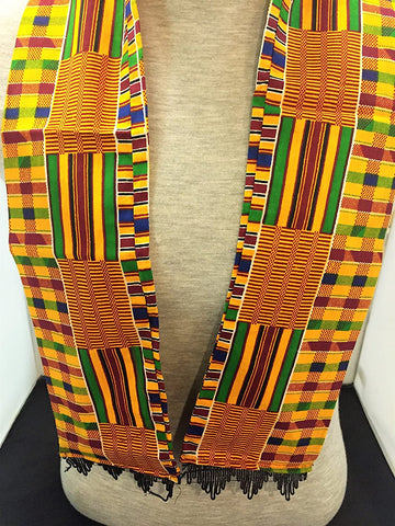 African Royal Kente Print Cloth Scarf & Stole Stye 3