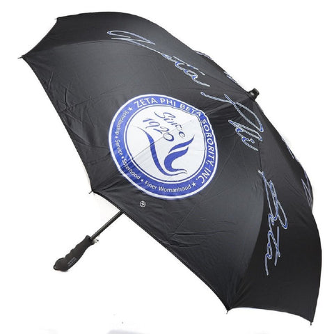 Zeta Phi Beta Sorority Upside Down Inverted Dual Layer Umbrella Black