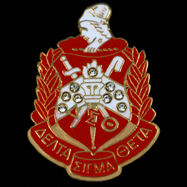 Delta Sigma Theta Sorority Swarovski Crystal Shield Lapel Pin