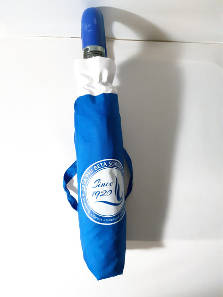 Zeta Phi Beta Sorority Hurricane Large Umbrella Blue Handle (White)