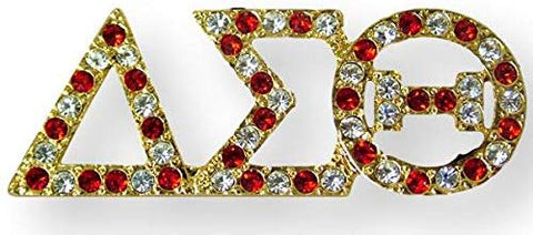 Delta Sigma Theta Sorority Swarovski Crystal Pin in Gold w/ Red Dots