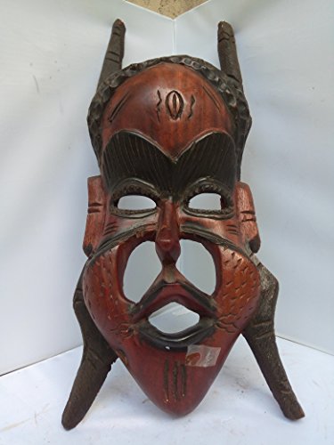 Unique Mahagony Wood Warrior Mask From Guinea 20x8 in