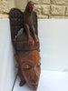 Rare & Unique Mahagany Wood Fulani Mask With Eagle From Guinea 24x8 in