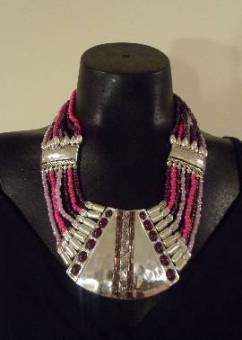 Pink & Metallic Necklace Set