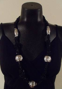 Black Beaded Necklace Set