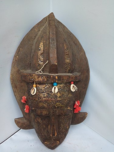 Antique Bambara Mask With Corwy Shells from Mali West Africa 17x9 in