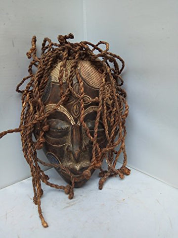 Antique Chokwe Dreadlocks Mask From Congo and Angola 12x8 in