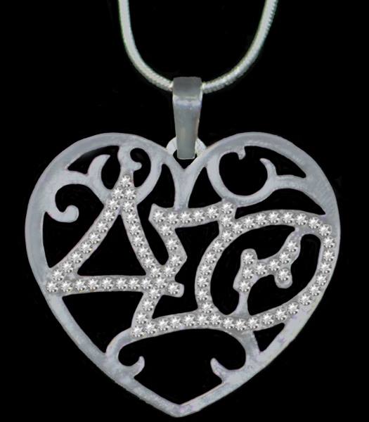 Delta Sigma Theta Clear Crystal Filigree Heart Necklace