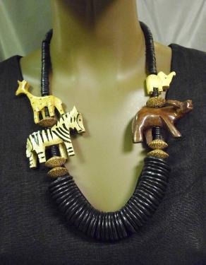 Safari African Wooden Necklace