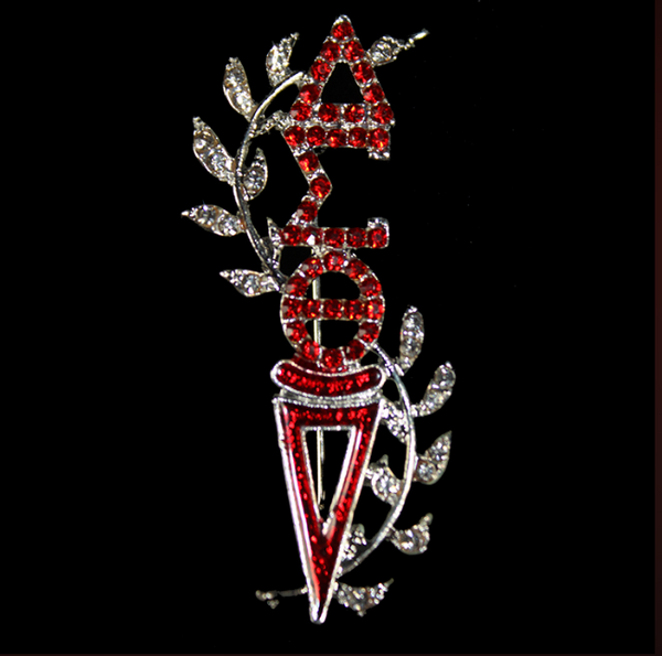 Delta Sigma Theta Sorority Austrian Crystal Torch Silver Pin