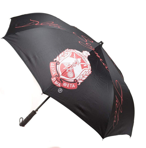 Delta Sigma Theta Sorority Upside Down Inverted Dual Layer Umbrella Black
