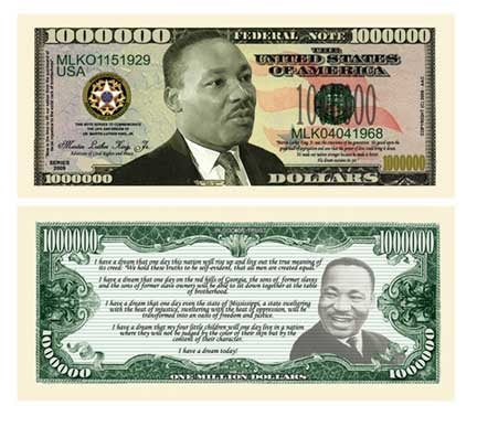 MARTIN LUTHER KING, JR. (MLK) COMMEMORATIVE MILLION DOLLAR BILL