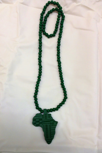 Green Wooden Africa Necklace