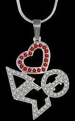 Delta Sigma Theta Sorority Silver Crystal Heart Necklace