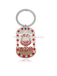 Delta Sigma Theta Sorority Rhinestone Dog Tag Keychain