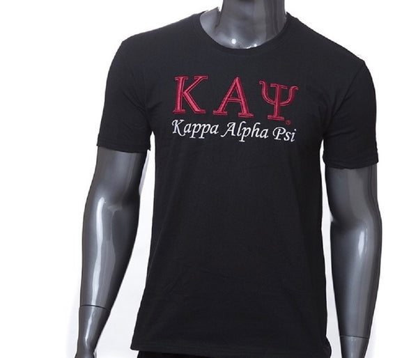 Kappa Alpha Psi 3D Embroidered Signature T-Shirt Size Large Black