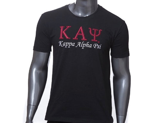 Kappa Alpha Psi 3D Embroidered Signature T-Shirt Size Large Black