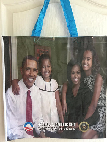 New Obama- "The First Family /African American Museum commemorative " 18 x 18 Extra Large Full Color Glossy - Shopping Bag / 4 Sided