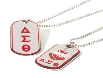 Delta Sigma Theta Reversible Silver Dog Tag w/epoxy